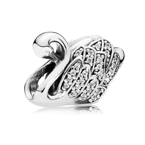 Charm / Breloque / Pendentif Pour Bracelet Cygne En Argent S925 Et Zircons