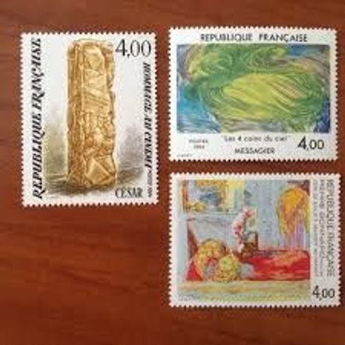 Art : Oeuvres De César Baldacini, Jean Messagier, Pierre Bonnard Série Complète Année 1984 N° 2299 2300 2301 Yvert Et Tellier Luxe