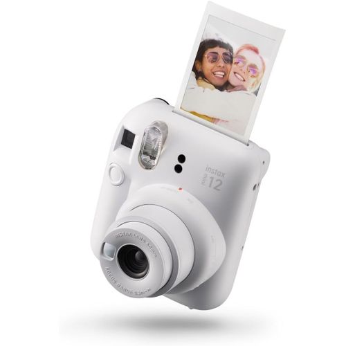 Fujifilm Mini Appareil Photo Instantané 12, Exposition Automatique Avec Objectif Selfie Intégré, Blanc Argile