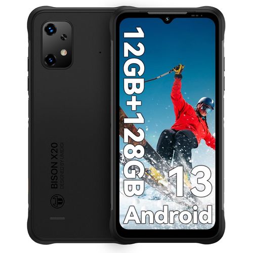 Bison X20 Smartphone Incassable, Android 13 Telephone Portable,12Gb(6+6)+128Gb/Tf 1Tb 6.53"" Hd+ 6000Mah Batterie,20Mp Caméra Téléphone Incassable,Nfc/Otg/Gps/Beidou, 4G Dual Sim Smartphone
