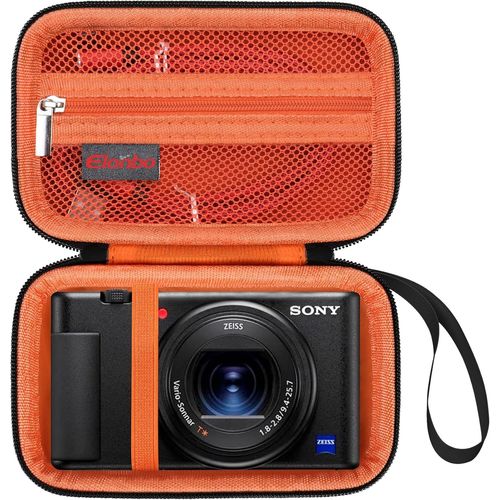 Sony Zv-1 / Zv-1F / Zv-1 Ii Étui De Transport Pour Appareil Photo Numérique, 4K Video Streaming Camera Hard Travel Housse De Rangement Sac De Rangement Rack De Rangement. Noir+Orange