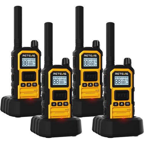Rb648P Talkie Walkie Professionnel, Talkies Walkies Longue Portée, Triple Protection Avancée, Ip67 Étanche, 2000Mah Type C, Talkie-Walkie Pour Environnements Difficiles(4 Pièces, Jaune)