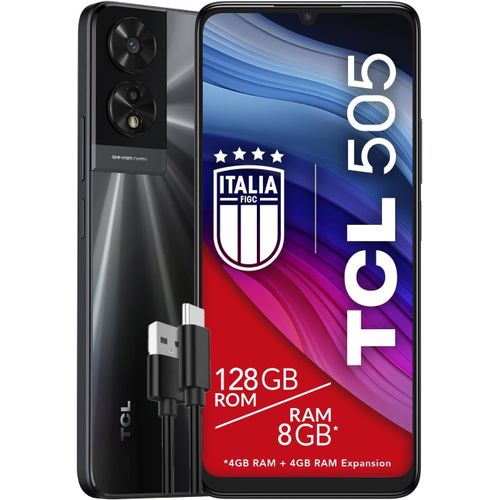 Mobile 505 - Smartphone 4G Écran 6,75 Hdplus 90Hz, 128 Go, 8 Go Ram, Appareil Photo Hybride 50Mp, Android 14, Batterie 5010 Mah, Double Sim, Gris Sidéral, Câble Usb Type-C Additionnel