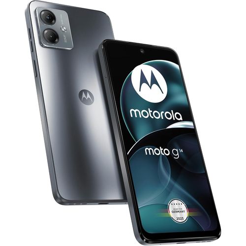 Mobility Moto G14 Smartphone Avec Écran Fhd+ De 6,5"", Appareil Photo De 50 Mpx, 4/128 Go, 5000 Mah, Android 13, Gris Acier, Avec Coque De Protection
