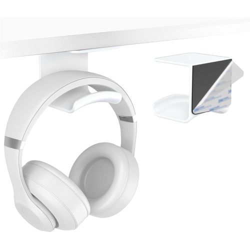 Support Casque - Crochet Casque Avec Adhésif Fort Pour La Plupart Des Casques De Jeu, Support De Casque Gaming Pour Bureau, Murs,Verre,Métal, Blanc