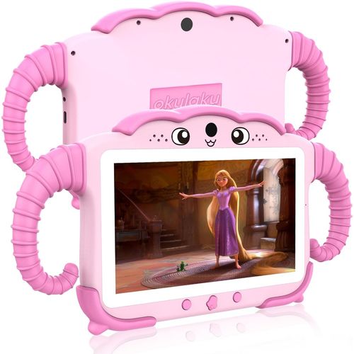 Tablette Pour Enfant 7 Pouces Android Tablette Enfants Avec Wifi Bluetooth Contrôle Parental Logiciel Enfant Pré-Installé Quad Core 32Go Rom Tablette Tactile Educative Youtube Google Play (Rose)