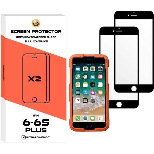 Protection D'écran Shatterproof Compatible Pour Iphone 6 Plus/6s Plus Full Coverage Premium Tempered Glass Film 2 Pack Anti-Shatter Black