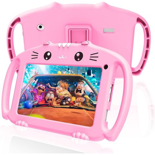 Tablette Pour Enfant 7 Pouces Android Tablette Enfants Avec Wifi 2Go Ram 32Go Rom Tablette Educative Contrôle Parental Double Caméra Kid-Proof Étui(Rose)