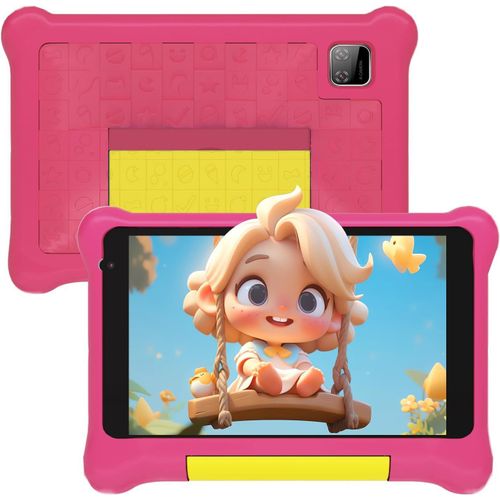 Tablette Enfants 7 Pouces Andriod 13 Tablette Pour Enfants Quad Core 5 Go Ram 32 Go Rom 128 Go Extension Contrôle Parental Tablette Éducative Et Divertissante Avec Étui Antichoc (Rose)