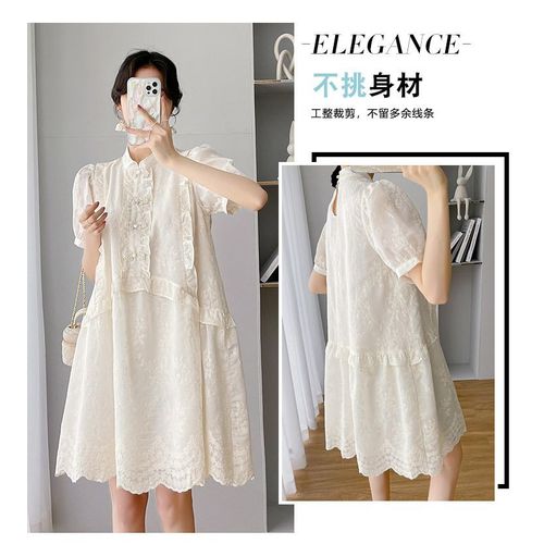 Robe Rétro De Style Cheongsam Pour Femmes Enceintes,Nouvelle Robe Alteradt,Grande Taille,Améliorée,Solide,Document,Col Montant,Été
