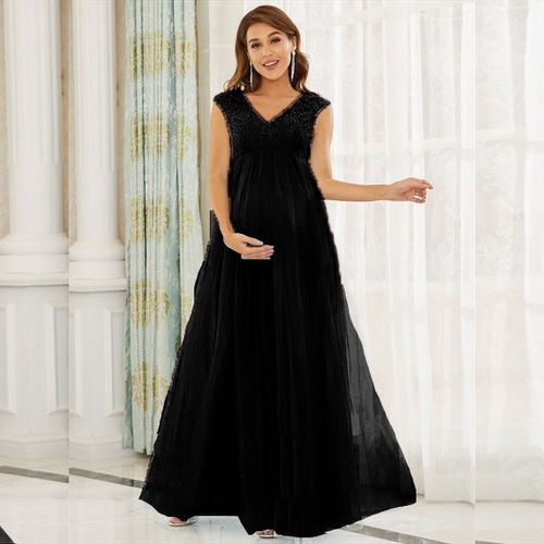 Robe Longue En Mousseline De Soie Pour Femmes Enceintes,Robe À Col En Fibre V,Robe De Soirée Sexy,Rouge Et Rose,Mode Élégante,Été