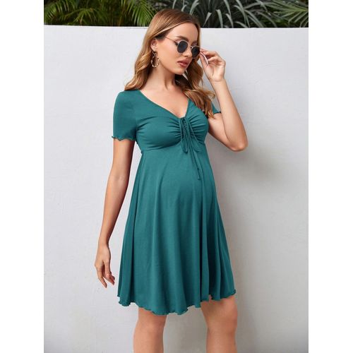 Alterclothes-Robe À Manches Courtes Et Col En V Pour Femme Enceinte,Jupe D'été Décontractée,Vêtements De Grossesse