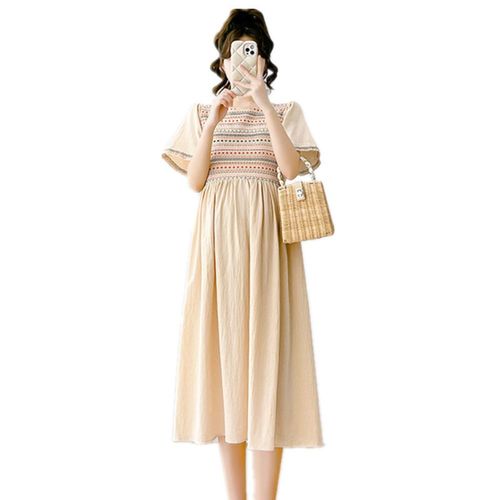 Robe Plissée À Manches Courtes Pour Femme Enceinte,Tenue Éducative Et Mignonne Pour Séance Photo,Été 2024