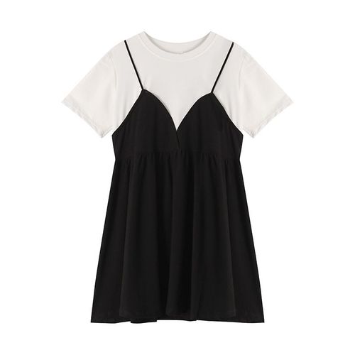 Robe D'été À Manches Courtes Pour Femmes,Vêtements De Grossesse,Noir Et Blanc