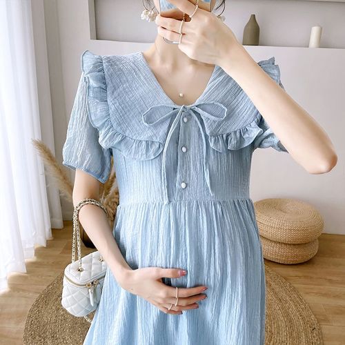 Robe De Ligne Altera À Volants Et Col Rond Pour Femme Enceinte,Vêtement Élégant,À La Mode Coréenne,Collection Été 2024
