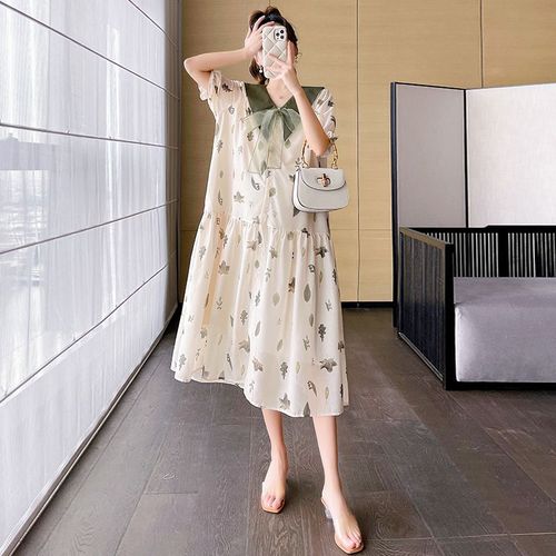 Robe Longue À Volants Et Imprimé Floral Pour Femme Enceinte,Vêtement De Grossesse,Doux,À La Mode,Élégant,Ligne A,Été 2024
