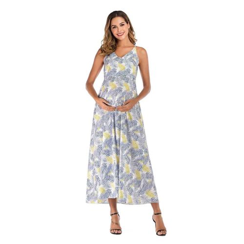 Robe Maxi À Col En V Pour Femmes,Tenue De Grossesse Florale,Décontractée,Ronde,Longue,Pour Fête Préchristophe,Été