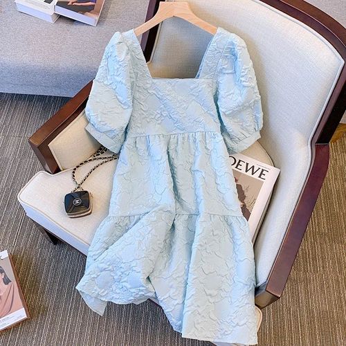 Robe D'été À Manches Bouffantes Pour Femme Enceinte,Jupe Gâteau,Style Français,Version Coréenne,Col Carré,Nouvelle 2024