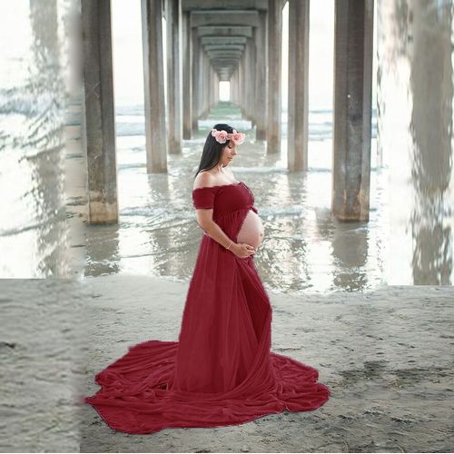 Robe De Grossesse Maxi Sans Épaules Pour Femmes,Accessoires De Photographie De Maternité,Pour Séance Photo