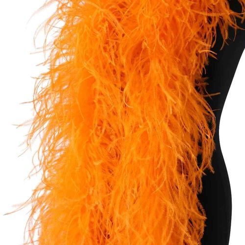 Châle Boa En Plumes D'autruche Pour La Couture,Garniture Pour Robe,Chemise,Haut,Vêtements De Danse,Manches En Plumes,Ceinture,Écharpe,2m,1-10 Rôle - Type Orange-1ply