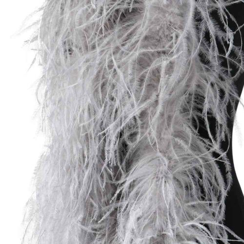 Châle Boa En Plumes D'autruche Pour La Couture,Garniture Pour Robe,Chemise,Haut,Vêtements De Danse,Manches En Plumes,Ceinture,Écharpe,2m,1-10 Rôle - Type Light Gray-4ply