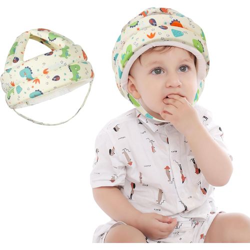 Casque Bebe Antichoc Protection, Casque Bébé Anti Choc, Casque Protection Bebe, Casque Anti Chute Bebe, Ajustable, Respirant, Convient Aux Enfants De 6 À 36 Mois, Petit Dinosaure Orange