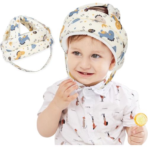 Casque Bebe Antichoc Protection, Casque Bébé Anti Choc, Casque Protection Bebe, Casque Anti Chute Bebe, Ajustable, Respirant, Convient Aux Enfants De 6 À 36 Mois, Petit Dinosaure Bleu