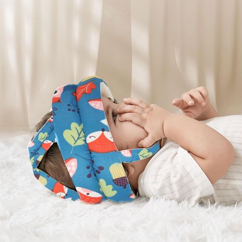 Casque Bebe Antichoc Protection, Casque Bébé Anti Choc, Casque Protection Bebe, Casque Anti Chute Bebe, Ajustable, Respirant, Convient Aux Enfants De 6 À 36 Mois, Petit Renard Bleu