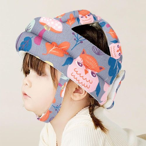 Casque Bebe Antichoc Protection, Casque Bébé Anti Choc, Casque Protection Bebe, Casque Anti Chute Bebe, Ajustable, Respirant, Convient Aux Enfants De 6 À 36 Mois, Petit Renard Gris