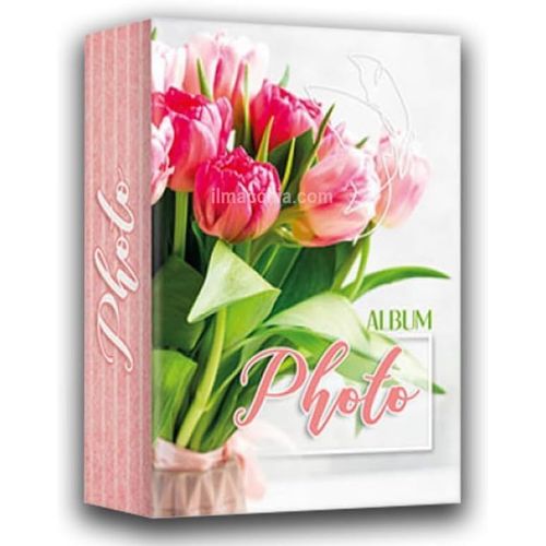 Album Photo Avec Poches 13 X 19 Cm, Motif Floral Avec Tulipes Roses | Porte-Photos 300 Prises En Formats 13 X 18 Et 12 X 18 Cm, Pour Voyages, Naissances Et Souvenirs Spéciaux (Tulipes)