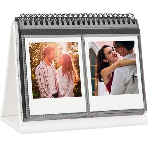 64 Pochettes Calendrier De Bureau Album Pour Fujifilm Instax Wide 300, Polaroid 600 I-Type 3.5X4.5 Inch Film Album (Blanc)