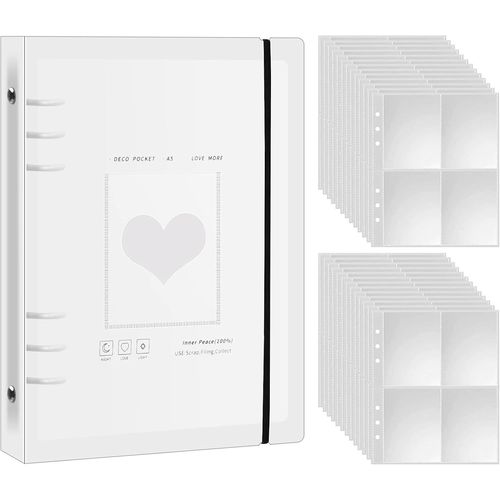 Classeur Pour Cartes Photo, A5 Kpop Porte-Cartes Photo, Lot De 6 Anneaux De Reliure Kpop, Classeur Photo Kpop, Album Photo Scrapbooking A5, 3'' Manchons Photocard, A5 Kpop Photocard Holder