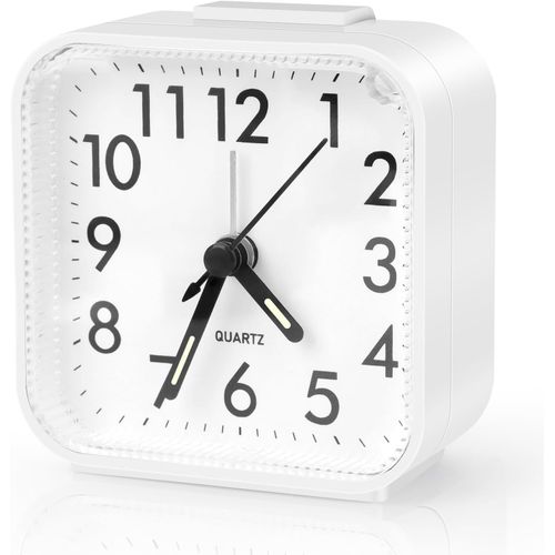 Réveil À Quartz, Réveil Analogique Silencieux Avec Snooze Et Lumière, Portable Voyage Réveil, Reveil A Piles Pour Chambre À Coucher, Bureau, Voyage