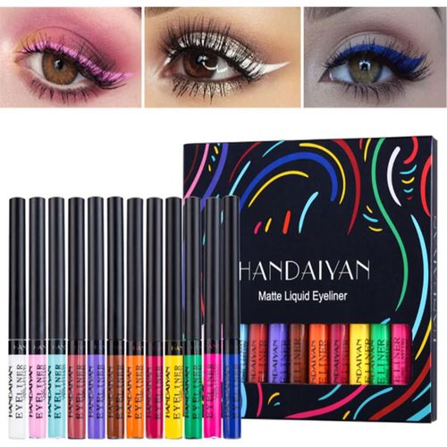 Ensemble D'eyeliner Liquide Mat De 12 Couleurs, Crayon Eyeliner Mat De Longue Durée Imperméable Coloré, Crayon Eyeliner Mat De Longue Durée, Kit De Stylo Eyeliner De Maquillage Hautement Pigmenté 