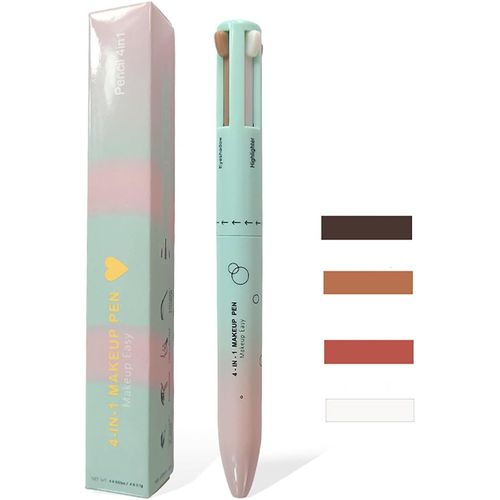 Stylos De Maquillage 4 En 1, 4 Couleurs Multi-Fonction Maquillage Beauté Stylo, Waterproof Effet Naturel, Crayon À Sourcils - Eyeliner - Crayon À Lèvres - Stylo Surbrillance(#1) 