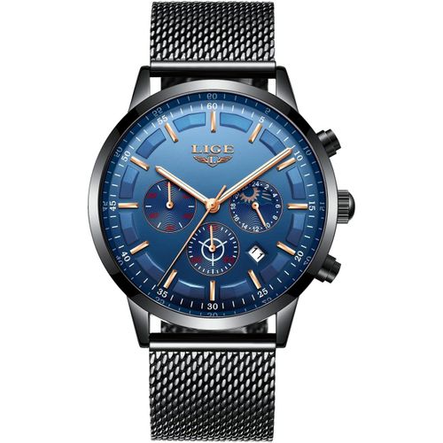 Hommes Montres Mode Noir Acier Inoxydable Imperméable Chronographe Quartz Analogique Regarder Pour Homme Affaires Habiller Regarder