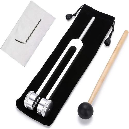 1 Pcs Le Diapason En Métal De 128 Hz Fournit Une Réponse En Fréquence Précise. Il Est Livré Avec Un Marteau En Silicone, Un Outil De Réparation Et Un Sac En Velours Pour Chiffon De Nettoyage
