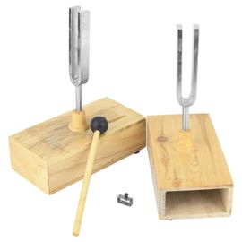 2 Pièces Diapason Avec Boîte De Résonateur En Bois, Instrument Expérimental De Virbration 440 Hz Avec 1 Pièces Diapason Heurtoir