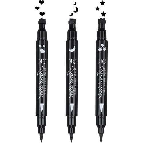 3 Pièces Eyeliner Stamp Eyeliner Noir Liquide Longue Durée Etoile La Lune Coeur Eye Liner Maquillage Femme Crayon Yeux Cadeau Pour Femme Amie (Étoile + Lune + Coeur) 