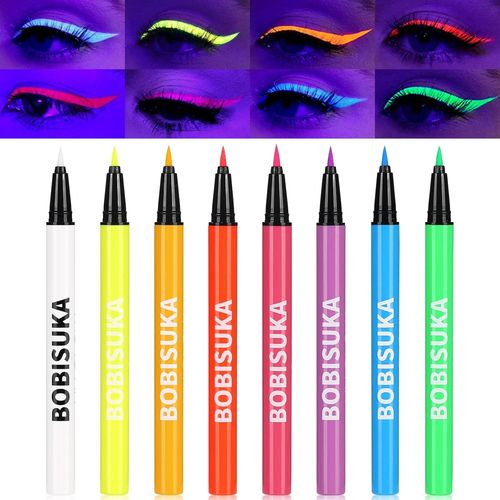 Uv Eyeliner Set 8 Couleurs Imperméable - Eyeliner Liquide Mat Aux Couleurs Riches - Eyeliner Fluorescent Résistant Aux Bavures, Longue Durée 