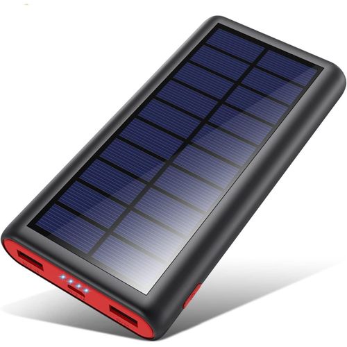 Batterie Externe 26800mah, Power Bank Charge Rapide Avec 2 Usb Sorties 3.1a, [2024 Intelligent Contrôle Ic] Chargeur Solaire Batterie Portable Pour Iphone 15/14/13 Pro Samsung Etc.(Rouge Noi[X530]
