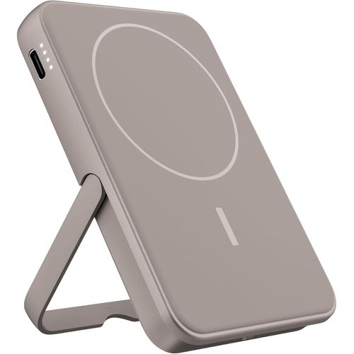Batterie Externe Magnétique Sans Fil 5000mah Avec Support, Magsafe, Compatible Avec L'iphone 16/15/14/13/12, Charge Rapide Pd 20w, Port Usb-C (Entrée/Sortie) (Silky Sand)[X898]