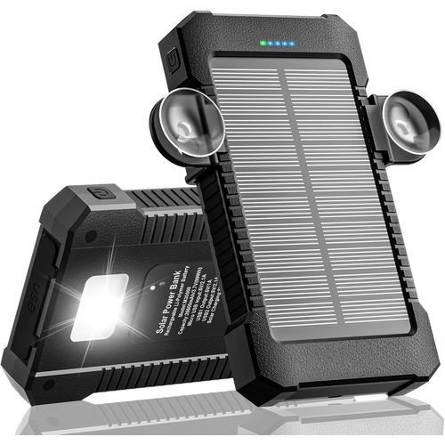 Batterie Externe Solaire 26800 Mah Avec 3 Ports Usb, Lampe De Poche, Support Ventouse, Étanche[X200]