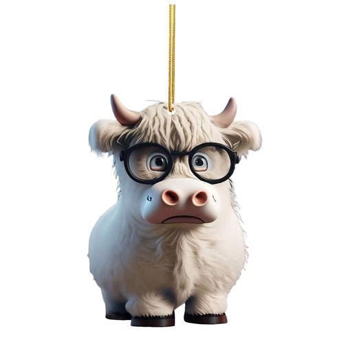 Mignon Cartoon Cow Car Pendentif Arbre de Noël Vache Ornement Pour les étudiants Sac à dos Décoration
