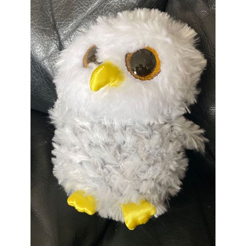 Peluche Doudou Chouette Grise Et Blanche Bec Jaune Pied Jaune Ty 16cm