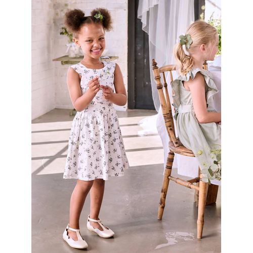 Robe De Cérémonie Imprimée Fleurs Fille Blanc