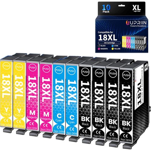 18Xl Cartouche D'Encre Pour Epson 18Xl Multipack Pour Expression Home Xp-215 Xp-225 Xp-205 Xp-325 Xp-305 Xp-322 Xp-405 Xp-425 Xp-415 Xp-315 Xp-212 (10-Pack)