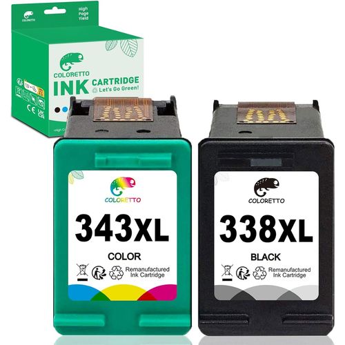 338 343 Xl Cartouches D'Encre Remanufacturées Pour Hp 338Xl Pour Hp Photosmart B8330 B8350 2605 2610 2710 Deskjet 460 5740 6520 Officejet H470 100 150 6210 6213 7210 Psc 1600 1610 Imprimante