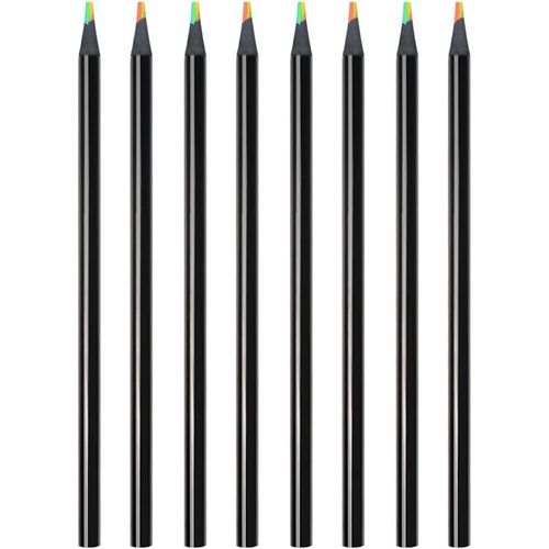 8 Pcs Crayons De Couleur Arc-En-Ciel Pour Enfants En Bois Noir Arc-En-Ciel Crayons Multicolores De Couleurs Assorties Fournitures D'art Pour Adultes Dessin École Salle De Classe