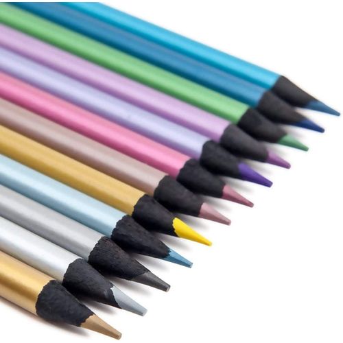 12 Crayons De Couleur Métallisés Pour Coloriages, Dessins Et Faire Des Cartes De V?Ux